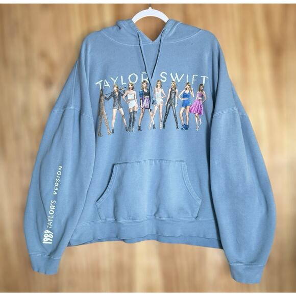 Taylor Swift 1989 Taylor's Version Hoodie Dusty Blue Eras Tour Merch Sz 4XL - Picture 1 of 6